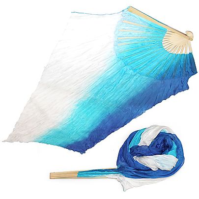  All Fabric Poi, Pair of Silk Folding Fans